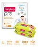 Babyhug Pro Bubble care premium Tape Style Diaper Large - 88 Pieces & Babyhug Premium 98% Water Baby Wet Wipes - 80 Pieces -(Pack of 2)