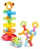 Babyhug Free Wheel Car Cum Rattle Toy Hippo with C Shaped Chain Links &  Roll Ball Tiger Shaped Set