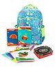 Pine kids Azure School Backpack with Mini Lunch Box & Premium A4 Fruit Series Single Line Ruled Exercise Notebook Set
