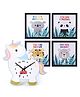 Babyhug Unicorn Shaped Wall Clock with Wooden Wall Poster Frame Medium Set