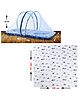 Mums Wean Muslin Wraps Pack of 3 - Multicolor with Baby Mattress Set With Mosquito Net Pillow And Blanket - Blue