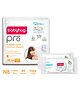 Babyhug Pro Bubble care premium Tape Style Diaper New Born - 86 Pieces & Babyhug Pro pH 55 Moisture Balance Bamboo Wipes - 72 pieces -(Pack of 2)