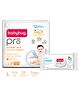 Babyhug Pro Bubble care premium Tape Style Diaper Large - 23 Pieces & Babyhug Pro pH 55 Moisture Balance Bamboo Wipes - 72 pieces