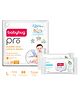 Babyhug Pro Bubble care premium Tape Style Diaper Large - 88 Pieces & Babyhug Pro pH 55 Moisture Balance Bamboo Wipes - 72 pieces -(Pack of 2)