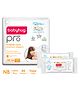 Babyhug Pro Bubble care premium Tape Style Diaper New Born - 86 Pieces & Babyhug Advanced 99 Water Wipes - 72 pieces -(Pack of 2)