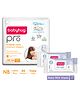 Babyhug Pro Bubble care premium Tape Style Diaper New Born - 86 Pieces & Babyhug Daily Moisturising Milk Wipes - 72 Pieces -(Pack of 2)