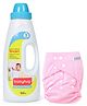 Babyhug Free Size Reusable Cloth Diaper With Insert - Light Pink- 1 Qty and Babyhug Liquid Laundry Detergent - 550 ml- 1 Qty