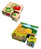Trinkets & More 3D Wild Animal Block 6 Face Puzzle Wooden Cube Jigsaw 9 Pieces and Fruits Theme 3D Jigsaw Puzzle Wooden Cube Block 6 Face 9 Pieces with Storage Tray