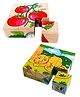 Trinkets & More 3D Wild Animal Block 6 Face Puzzle Wooden Cube Jigsaw 9 Pieces and Vegetable Theme 3D Jigsaw Puzzle Wooden Cube Block 6 Face 9 Pieces with Storage Tray