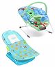 Babyhug Light Weight Comfy Bouncer With Music & Calming Vibrations Animal Print - Blue Green (Without Toys) and Babyhug Bubble Joy Bather Aquatic Print - Blue