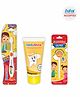 DentoShine Oral Care Combo Ages 2- (Sticky Toothbrush for Kids - Lollipop Tongue Cleaner - Flavored Toothpaste 80 g) (Mango)