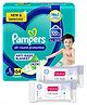 Pampers All round Protection Pants, Large size baby diapers (L) 64 Count, Lotion with Aloe Vera & Babyhug Daily Moisturising Milk Wipes - 24 Pieces - (Pack of 2)