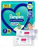 Pampers All round Protection Pants, Small size baby diapers (S) 86 Count, Lotion with Aloe Vera & Babyhug Daily Moisturising Milk Wipes - 24 Pieces - (Pack of 2)