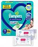 Pampers All round Protection Pants, New Born, Extra Small size baby diapers (NB,XS) 86 Count, Lotion with Aloe Vera & Babyhug Daily Moisturising Milk Wipes - 24 Pieces - (Pack of 2)