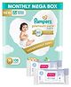 Pampers Premium Care Pants, Medium size baby diapers (M), 108 Count, Softest ever Pampers pants & Babyhug Daily Moisturising Milk Wipes - 24 Pieces - (Pack of 2)
