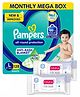 Pampers All round Protection Pants, Large size baby diapers (L) 128 Count, Lotion with Aloe Vera & Babyhug Daily Moisturising Milk Wipes - 24 Pieces - (Pack of 2)