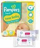 Pampers Active Baby Diapers, New Born, Extra Small, (NB, XS) size, 24 Count, Taped style diaper & Babyhug Daily Moisturising Milk Wipes - 24 Pieces - (Pack of 2)