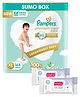 Pampers Premium Care Pants Baby Diapers Extra Large - 144 Pieces & Babyhug Daily Moisturising Milk Wipes - 24 Pieces - (Pack of 2)