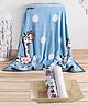 Babyhug Reversible Plush Double Layer Blanket Giraffe Print & ZOE Muslin Wrapper pack of 2 Blue Super Saver Combo