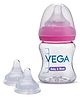 Vega Baby and Mom Tritan Feeding Bottle Wide Neck Pink - 150 ml & Vega Baby Wide Neck Medium Size Nipples Pack of 2 - White