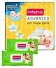 Babyhug Advanced Pant Style Diapers Medium (M) Size Monthly Box Pack - 152 Pieces & Babyhug Premium 98% Water Baby Wet Wipes With Lid - 80 Pieces - (Pack of 2)