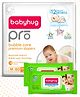 Babyhug Pro Bubble Care Premium Tape Style Diaper Medium (M) Size - 80 Pieces & Babyhug Premium 98% Water Baby Wet Wipes With Lid - 80 Pieces - (Pack of 2)