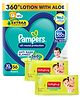 Pampers All round Protection Pant diapers (XL) 56 Count, 12-17kg, 360 degree Lotion with Aloe Vera and Babyhug Premium 98% Water Baby Wet Wipes with Moisturising Aloe Vera - 80 Pieces