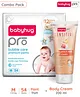BabyhugPro Bubble Care Premium Pant Style Diaper Medium (M) Size - 54 Pieces & BabyhugPro Sensitive pH 5.5 Peach Milk Cream - 200 g