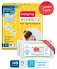BabyhugAdvanced Tape Style Diapers (NB) - 72 Pieces & BabyhugAdvanced 99% Pure Water Unscented Baby Wipes Pack of 2 - 72 Pieces Each