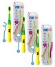 STIM Junior Ultra soft toothbrush with tongue scrapper | comes with flosser | Dentist Choice | Multicoloured- Pack of 3