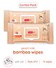 BabyhugPro Sensitive pH 5.5 Peach Milk Bamboo Wipes Pack of 2 -72 Pieces Each