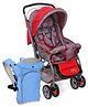 Babyhug Cosy Cosmo Stroller - Bright Red AND Babyhug Comfort Nest 3 Way Baby Carrier - Sky Blue