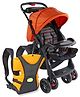 Babyhug Wander Buddy Stroller - Orange & Black AND Babyhug Kangaroo Pouch 3 Way Baby Carrier - Orange & Black