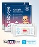 BabyoyeAir Soft Premium Pant Style Diaper XL - 36 - Pack of 2 & BabyhugAdvanced 99% Pure Water Baby Wipes Pack of 2 - 72 Pieces Each
