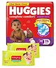 Huggies Wonder Pants Medium Pant Style Diapers - 76 Pieces & Babyhug Premium Baby Wipes - 80 Pieces (Pack of 2)