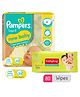 Pampers New Baby Diapers New Born - 24 Pieces &  Babyhug Premium Baby Wipes - 80 Pieces