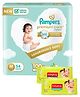 Pampers Premium Care Pant Style Diapers Medium - 54 Pieces & Babyhug Premium Baby Wipes - 80 Pieces (Pack of 2)