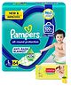 Pampers Pant Style Diapers Large - 64 Pieces & Babyhug Premium Baby Lemon Wipes - 72 Pieces (Pack of 2 )