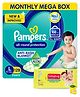 Pampers Pant Style Large Size Diapers Monthly Box Pack - 128 Pieces & Babyhug Premium Baby Lemon Wipes - 72 Pieces (Pack of 3 )