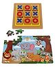 Ratnas Little Jigsaw Puzzle Jungle & Tic Tac Toe Game Set - Brown