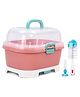 Baby Bottle Drying Rack With Covered Case - Pink & 2 In 1 Bottle & Nipple Cleaning Brush Combo Pack