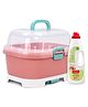 Baby Bottle Drying Rack With Covered Case - Pink & Liquid Cleanser - 1000 ml Combo Pack