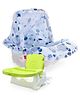 Babyhug Spring 5 in 1 Carry Cot Cum Rocker With Mosquito Net - Blue AND Babyhug Raise Me Up Baby Booster Seat With Adjustable Food Tray & 3 Point Safety Harness - Green White