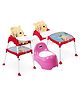 Babyhug Teeny Tiny Potty Chair With Lid - Pink AND Babyhug 3 in 1 Play & Grow High Chair With 5 Point Safety Harness &  Anti-Slip Base - Red