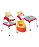 Babyhug Teddy Buddy Potty Chair - Yellow AND Babyhug 3 in 1 Play & Grow High Chair With 5 Point Safety Harness & Anti-Slip Base - Red