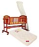 Babyhug Ionia Wooden Cradle With Mosquito Net - Cherry AND Babyhug Baby Mattress Floral Print - Off White