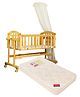 Babyhug Ionia Wooden Cradle With Mosquito Net - Natural Finish AND Babyhug Baby Mattress Floral Print - Off White
