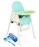Babyhug 3 in 1 Comfy High Chair  - Green AND Babyhug Compartment Feeding Bowl With Lid & Spoon - Blue