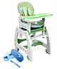 Babyhug Dolce Vita 3 in 1 High Chair With Caster Wheels & 5 Point Safety Harness - Green AND Babyhug Compartment Feeding Bowl With Lid & Spoon - Blue