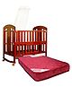 Babyhug Florence Wooden Cot Cum Rocker With Storage Space  - Cherry AND Babyhug Mattress - Maroon (Print May Vary)